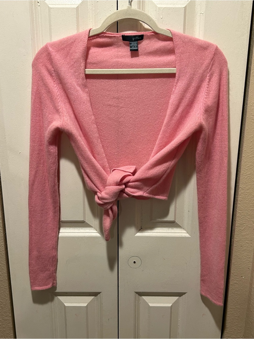 Griffen Cashmere 100% Pink Cropped Cardigan , Small